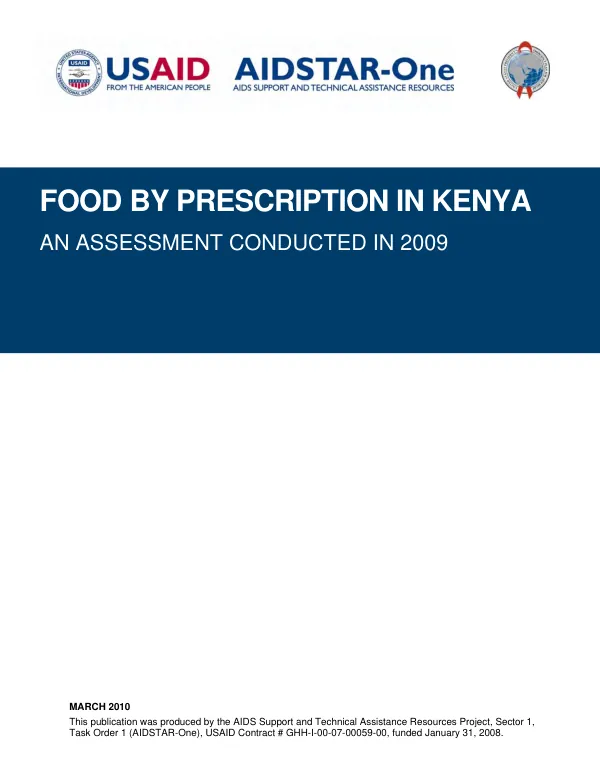 Food by prescription in Kenya : an assessment conducted in 2009