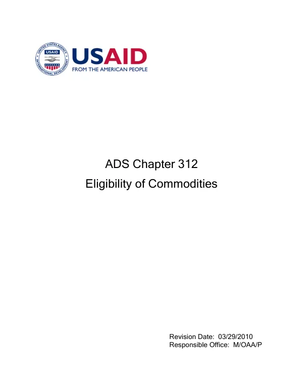 ADS chapter 312 : eligibility of commodities