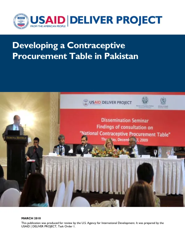 Developing a contraceptive procurement table in Pakistan