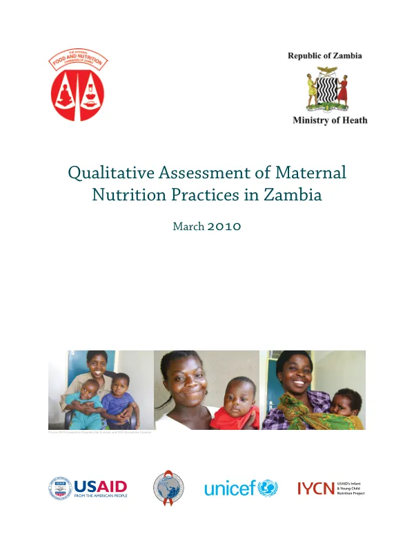 Qualitative assessment of maternal nutrition practices in Zambia