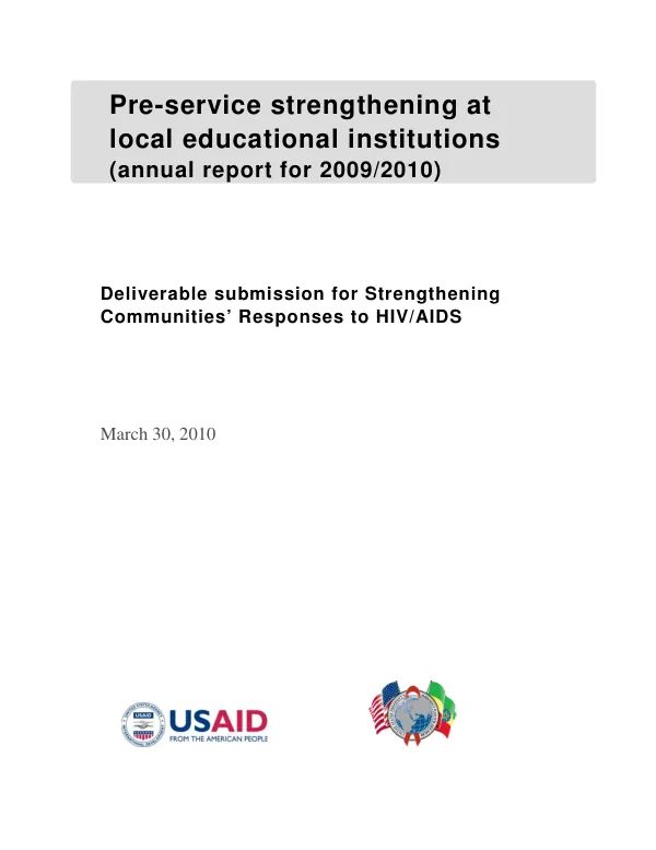 Pre-service strengthening at local educational institutions (annual report for 2009/2010)