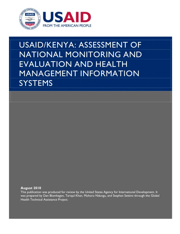 USAID/Kenya : assessment of national monitoring and evaluation and health management information systems