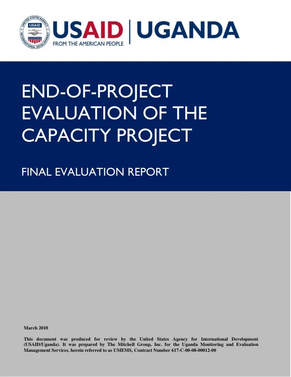 End-of-project evaluation of the capacity project : final evaluation report