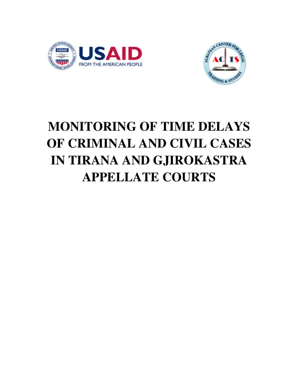 Monitoring of time delays of criminal and civil cases in Tirana and Gjirokastra appellate courts