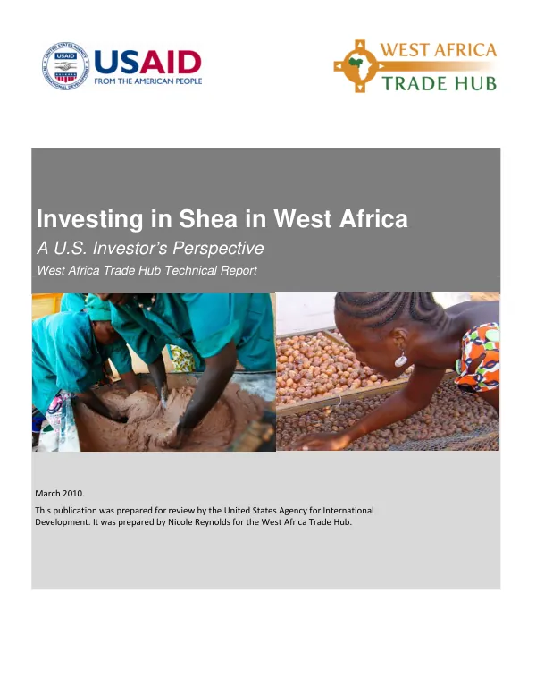 Investing in shea in West Africa : a U.S. investor"s perspective