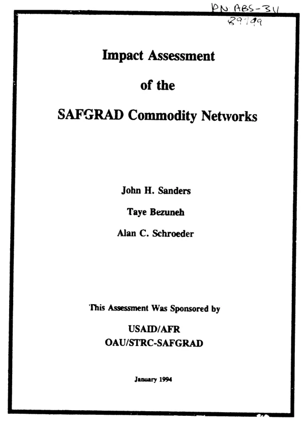 Impact assessment of the SAFGRAD [semi-arid food grain research and development] commodity networks