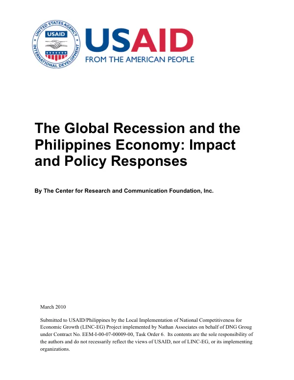 The global recession and the Philippines economy impact and policy responses