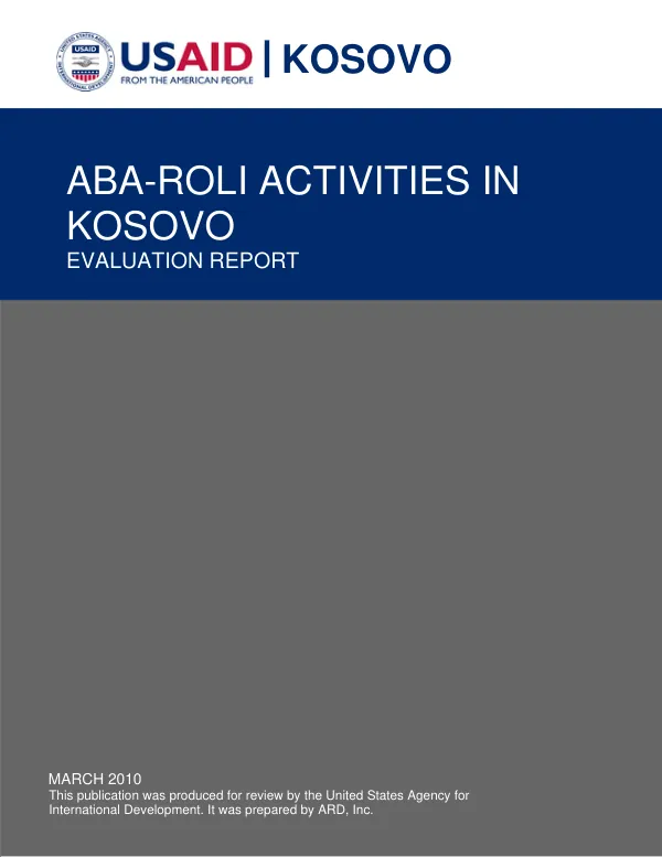 ABA-ROLI activities in Kosovo : evaluation report