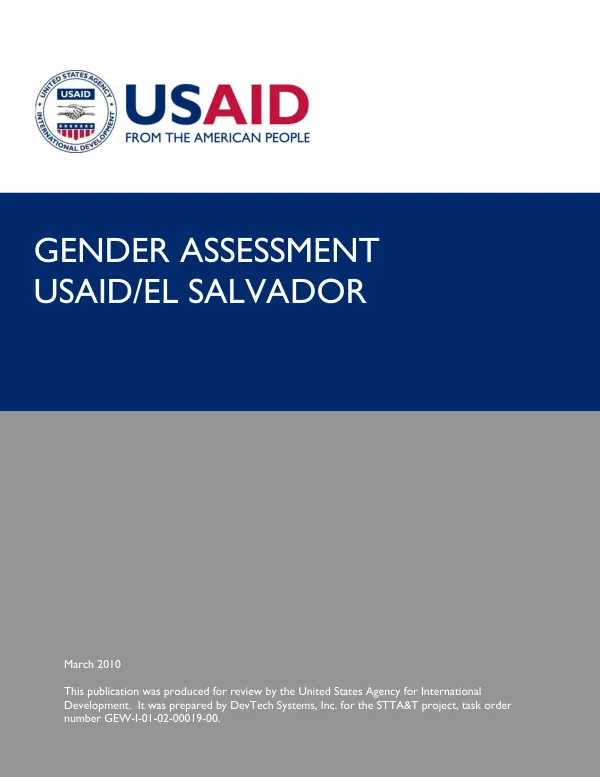 Gender assessment, USAID/El Salvador