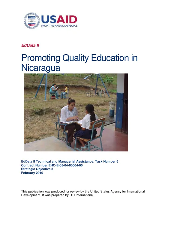 Promoting quality education in Nicaragua : final report
