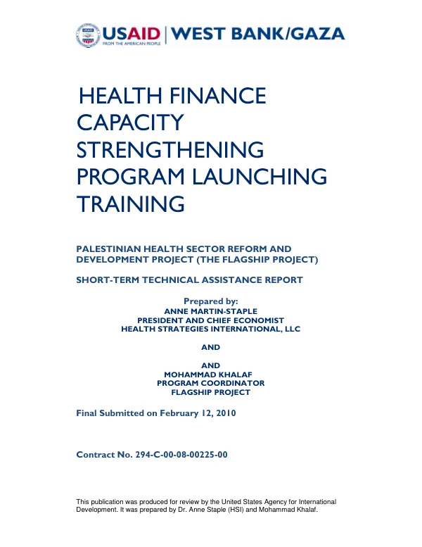 Health finance capacity strengthening program launching training