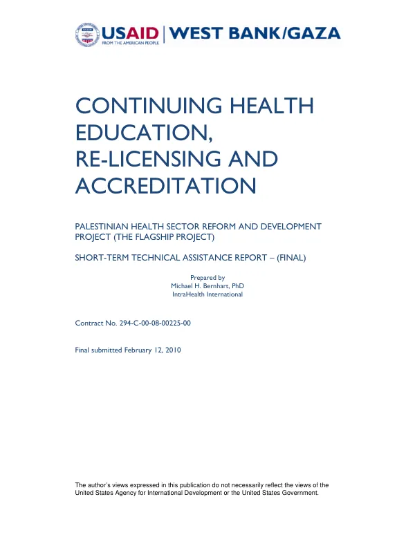 Continuing health education, re-licensing and accreditation