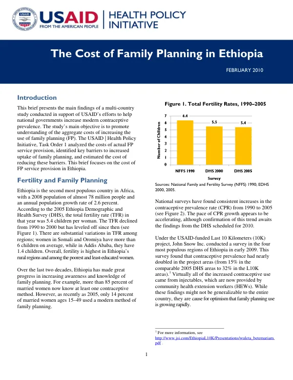 The cost of family planning in Ethiopia