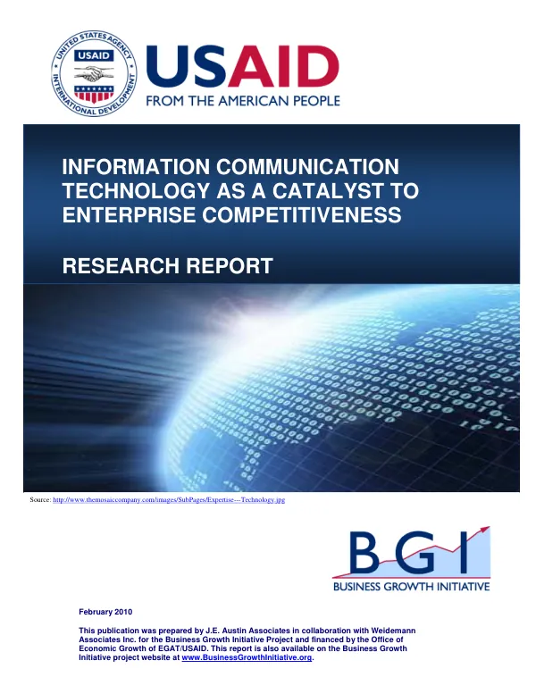 Information communication technology as a catalyst to enterprise competitiveness : research report