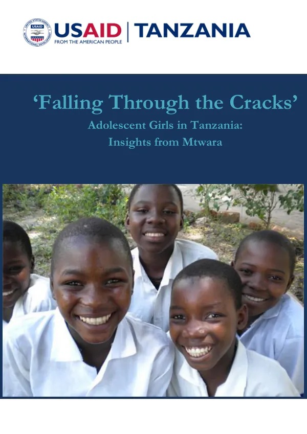 "Falling through the cracks" adolescent girls in Tanzania : insights from Mtwara