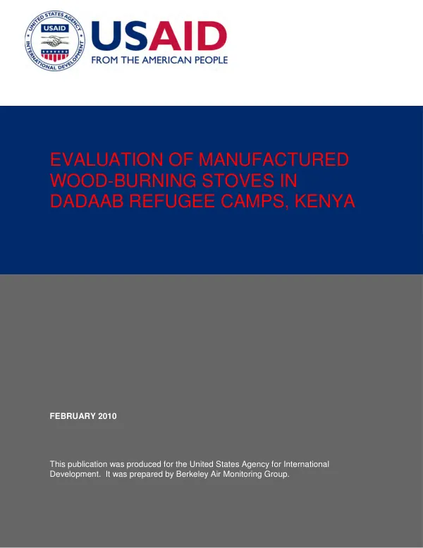 Evaluation of manufactured wood-burning stoves in Dadaab refugee camps, Kenya