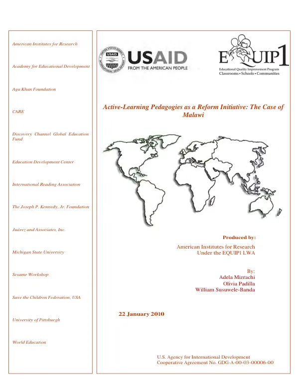 Active-learning pedagogies as a reform initiative : the case of Malawi