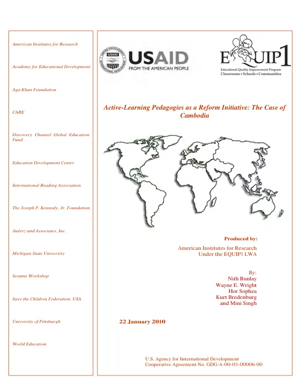 Active-learning pedagogies as a reform initiative : the case of Cambodia