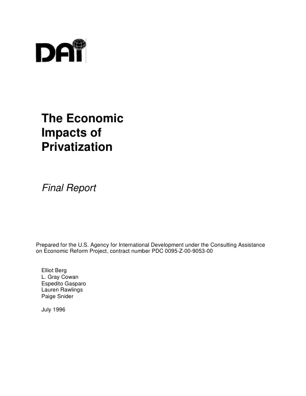 Economic impacts of privatization -- final report