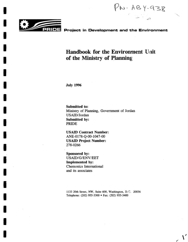 Handbook for the Environment Unit of the Ministry of Planning