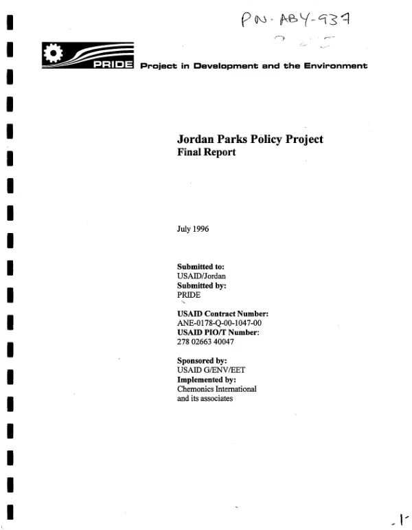 Jordan parks policy project : final report