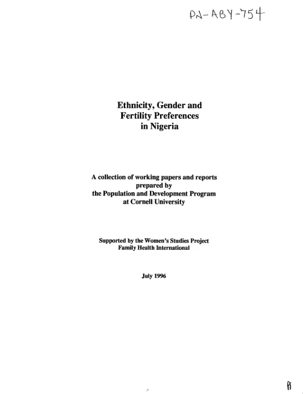 Ethnicity, gender and fertility preferences in Nigeria