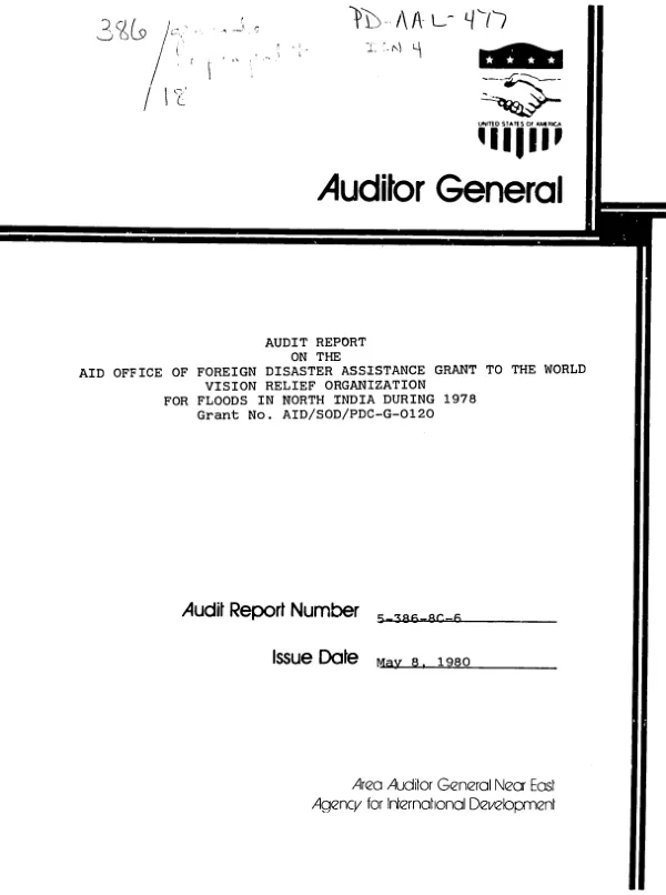 Report of audit : the grant to the Uganda Investment Authority under the agricultural non-traditional export promotion program project no. 617-0113 and 617-0114
