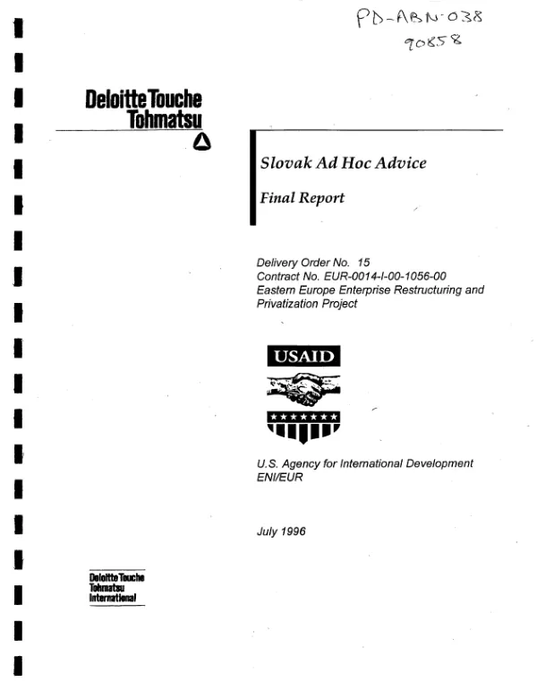 Slovak ad hoc advice : final report