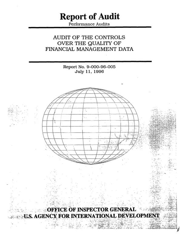 Audit of the controls over the quality of financial management data
