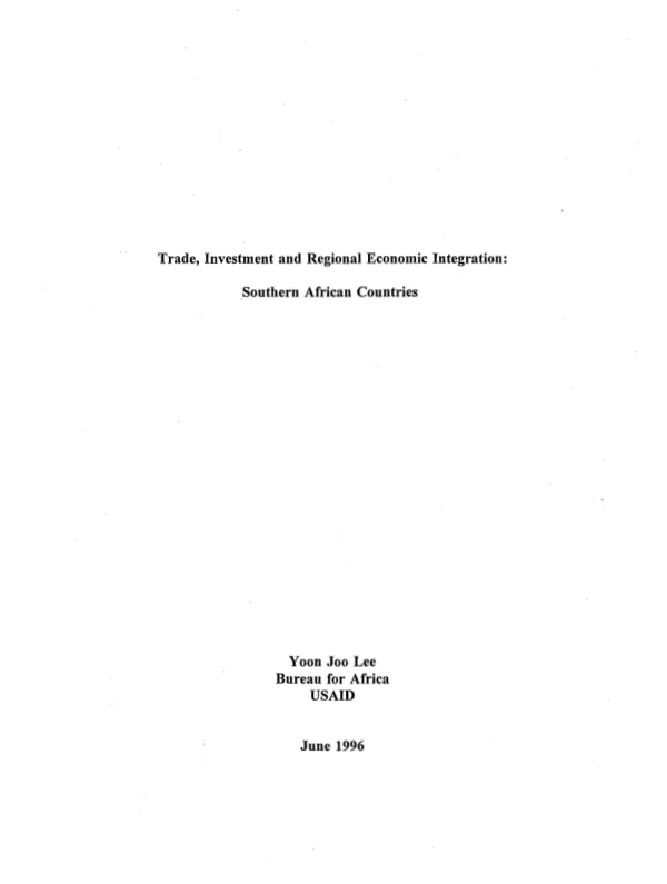 Trade, investment and regional economic integration : southern African countries