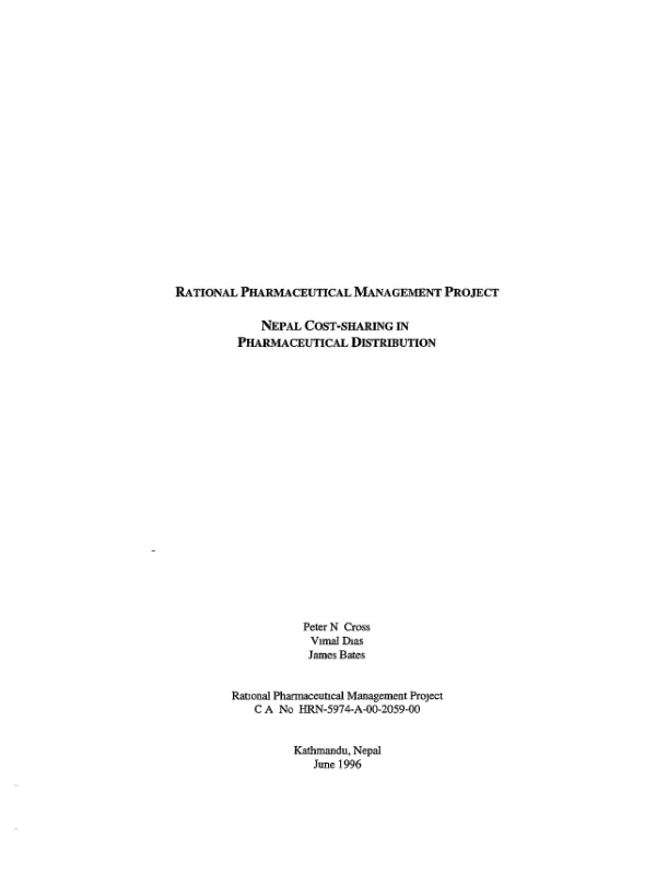 Rational pharmaceutical management project : Nepal cost-sharing in pharmaceutical distribution