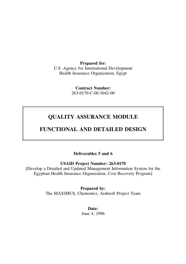 Quality assurance module : functional and detailed design