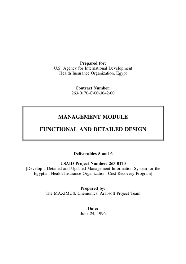 Management module : functional and detailed design