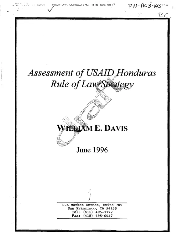 Assessment of USAID Honduras rule of law strategy