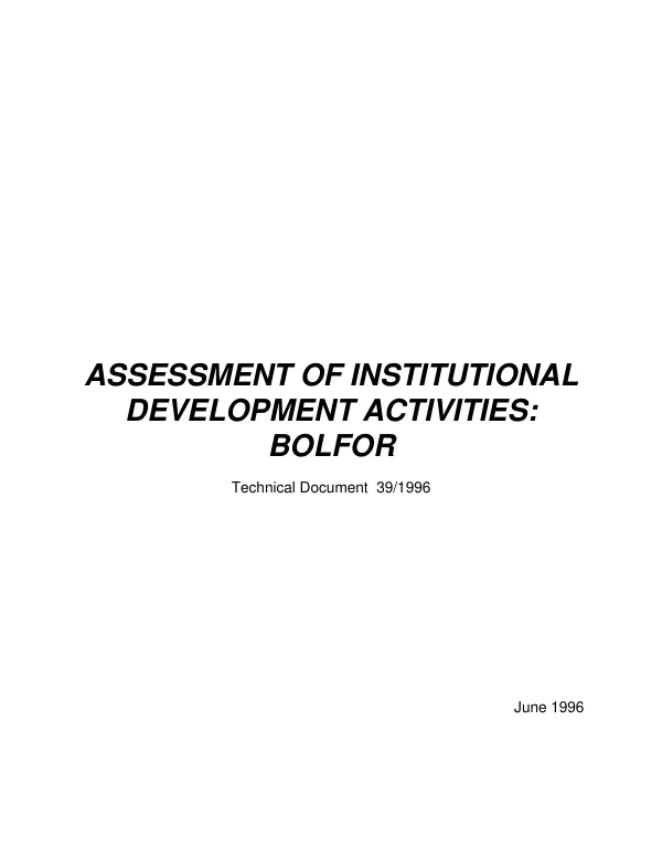 Assessment of institutional development activities : BOLFOR