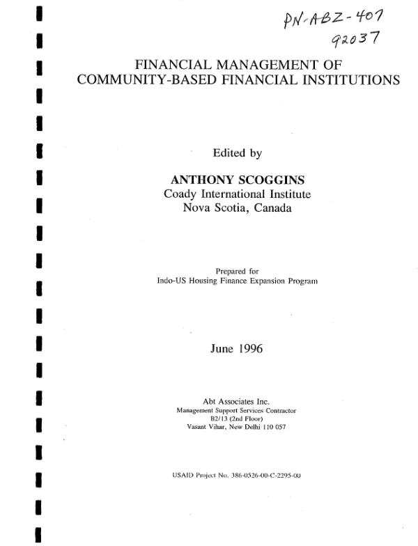 Financial management of community-based financial institutions : a training manual