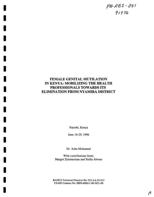Female genital mutilation in Kenya : mobilizing the health professionals towards its elimination from Nyamira District