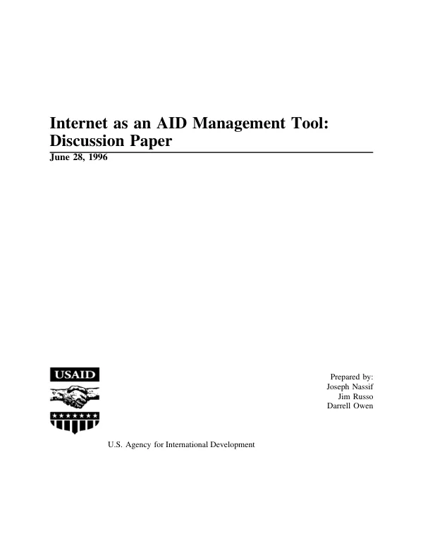 Internet as an AID management tool : discussion paper
