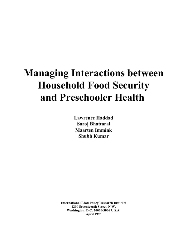 Managing interactions between household food security and preschooler health