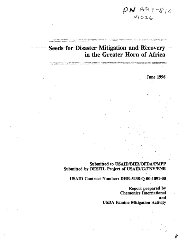 Seeds for disaster mitigation and recovery in the Greater Horn of Africa