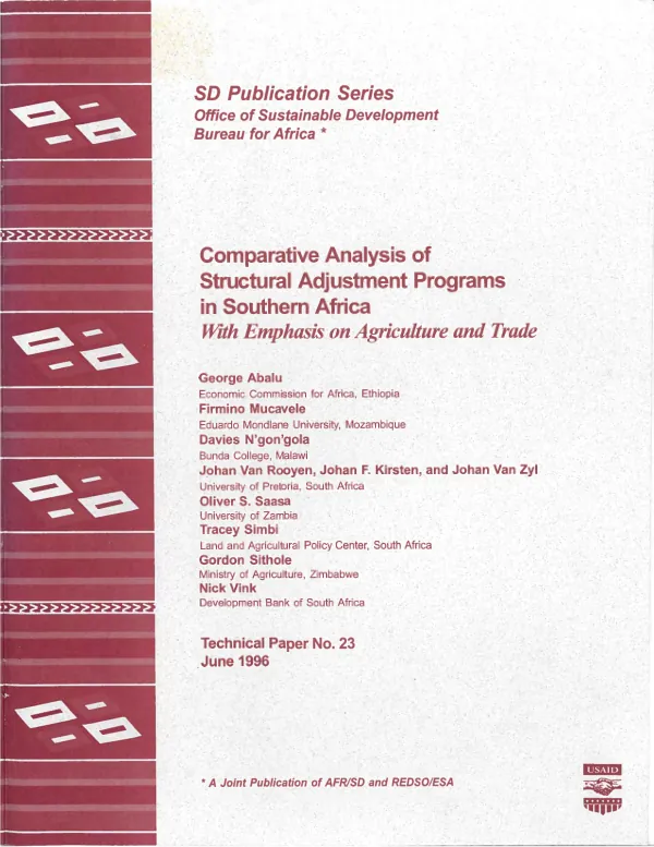 Comparative analysis of structural adjustment programs in Southern Africa with emphasis on agriculture and trade