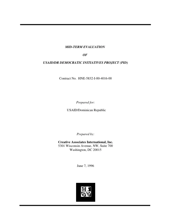 Mid-term evaluation of USAID/DR [Dominican Republic] democratic initiatives project (PID)