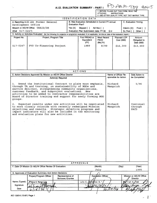 PVO co-financing project