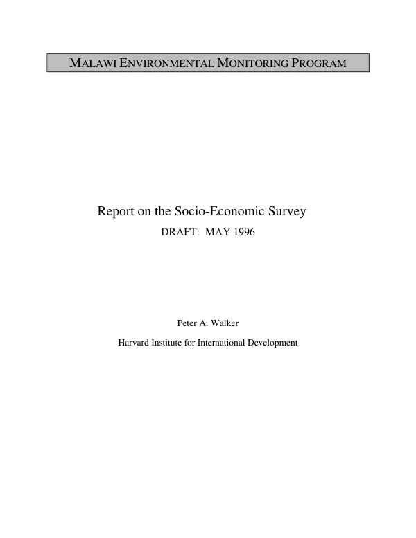 Report on the socio-economic survey