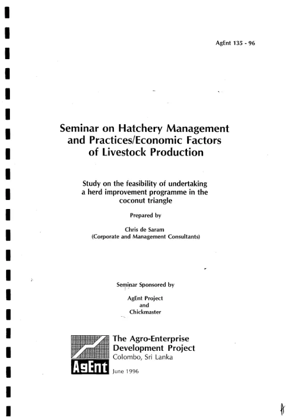 Study on the feasibility of undertaking a herd improvement programme in the coconut triangle