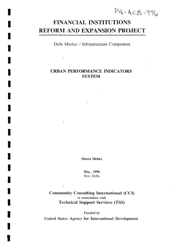 Urban performance indicators system
