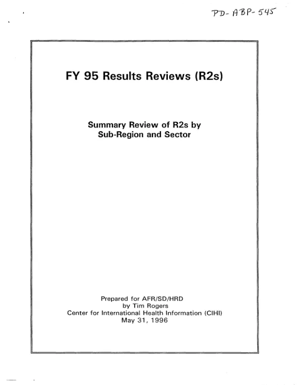 FY 95 results reviews (R2s) : summary review of R2s by sub-region and sector