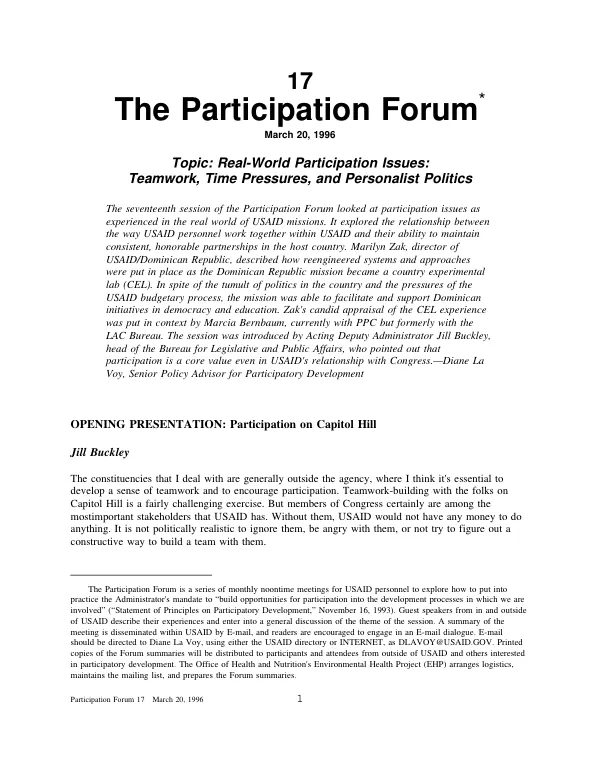 Real-world participation issues : teamwork, time pressures, and personalist politics