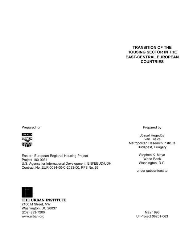 Transition of the housing sector in the East-Central European countries