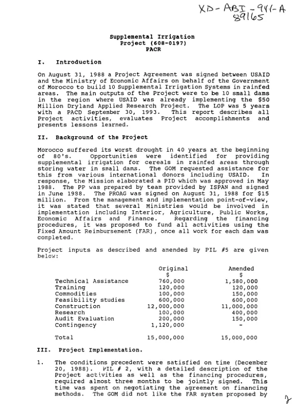 Supplemental irrigation project (608-0197) : PACR